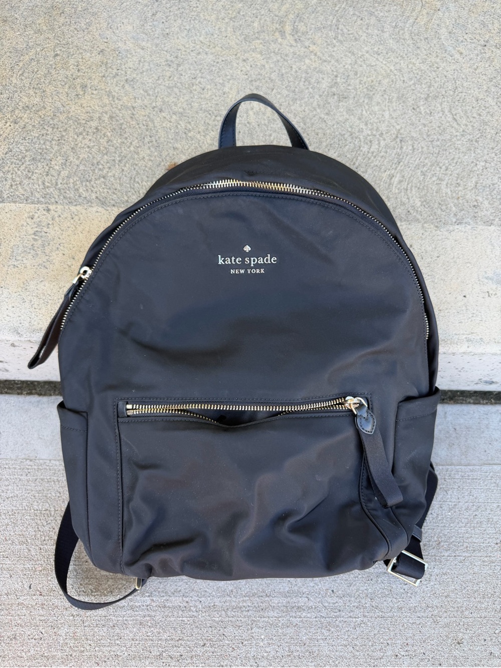 kate spade black nylon backpack with gold hardware